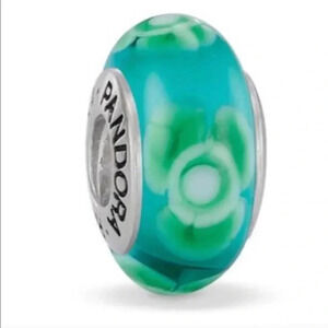 Pandora Jewelry Turquoise Flower Glass Charm